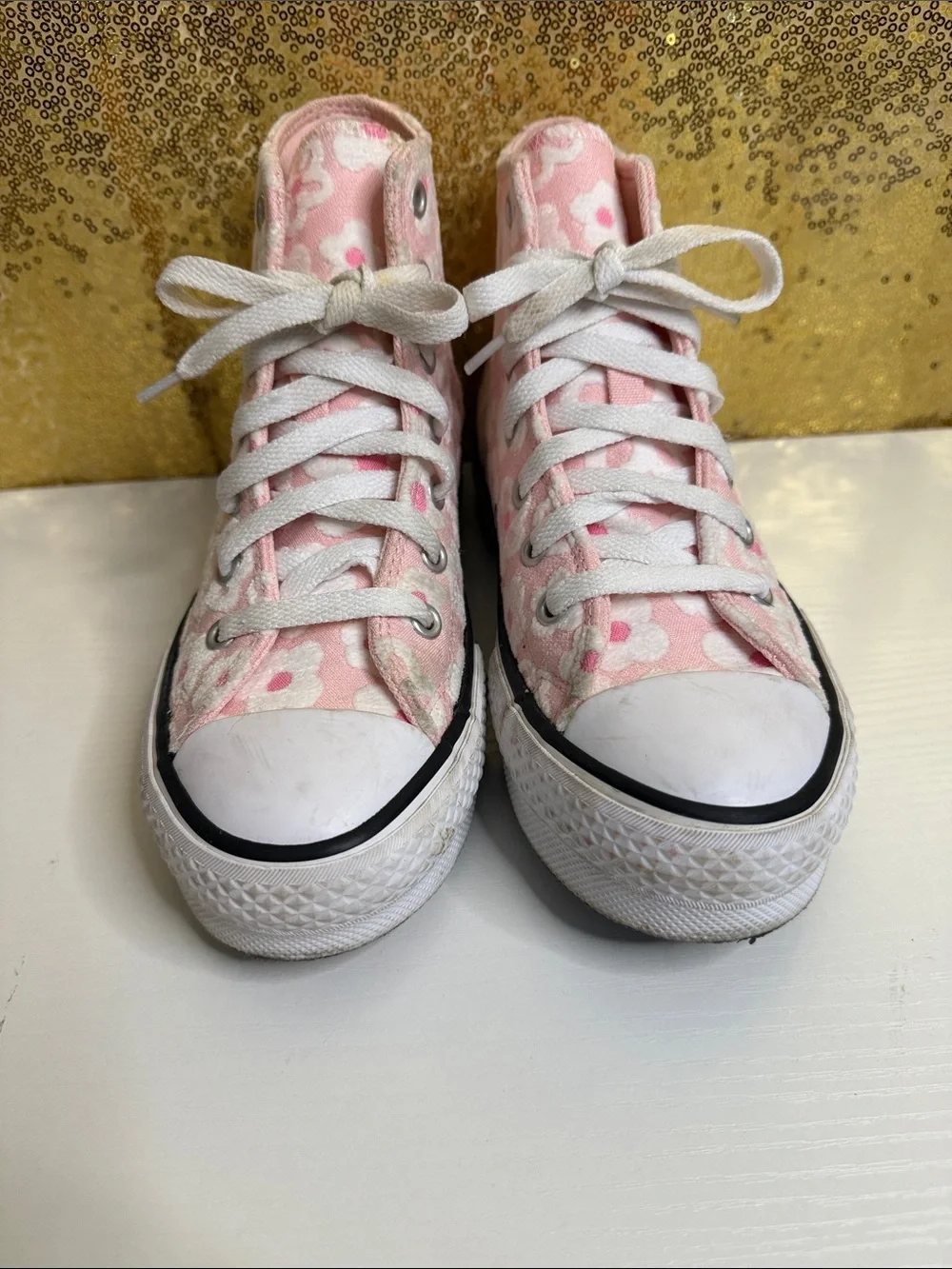 Converse Pink Floral High-Top Sneakers
